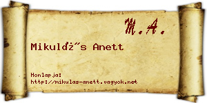 Mikulás Anett névjegykártya